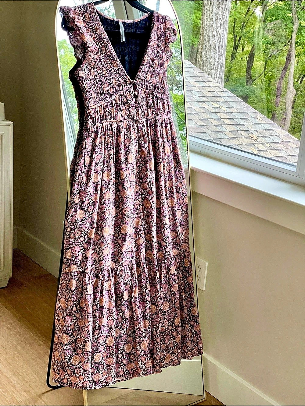 Free People by Anthropology Floral Maxi Dress in Pink & Black Size Small